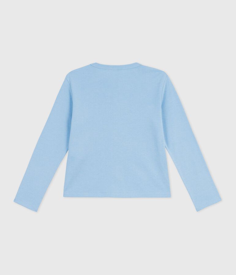 Cardigan enfant en coton uni bleu FLO