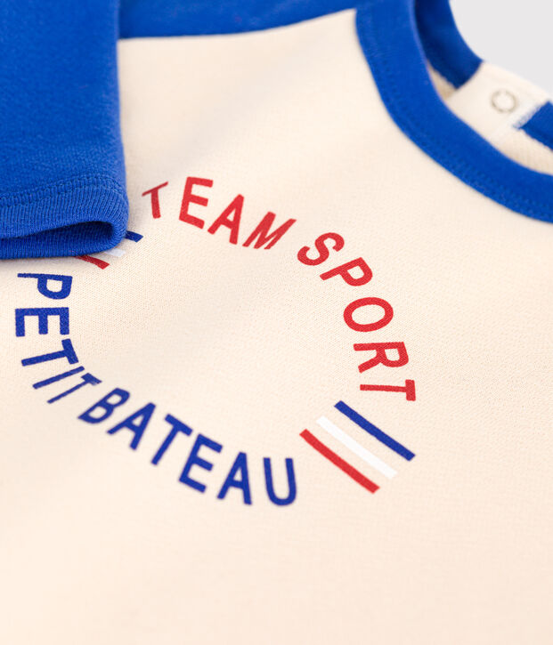 Sweatshirt en molleton b&eacute;b&eacute; &eacute;cru/bleu