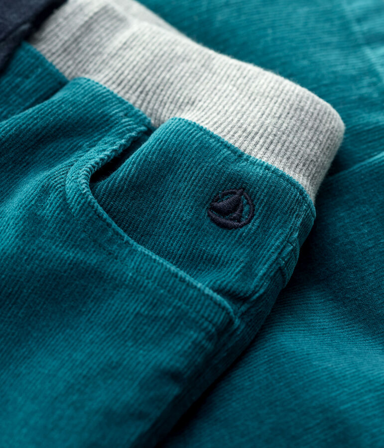 Pantalon regular en velours enfant gar&ccedil;on vert