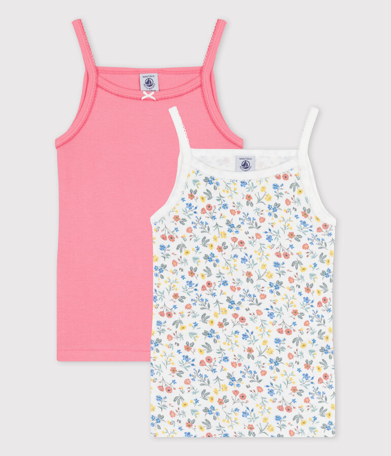 Lot de 2 chemises &agrave; bretelles fleurs petite fille en coton variante 1