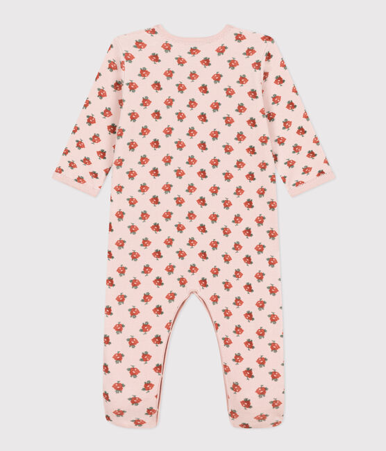 Pyjama fleurs en velours rose SALINE/blanc MULTICO