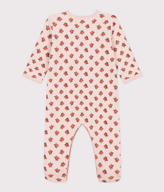 Pyjama fleurs en velours rose/multicouleur