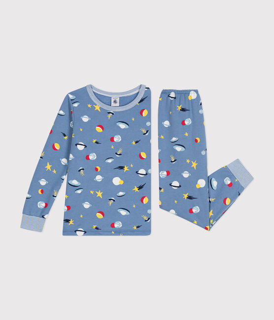 Pyjama en molleton gratté imprimé espace enfant bleu BEACH/ MULTICO