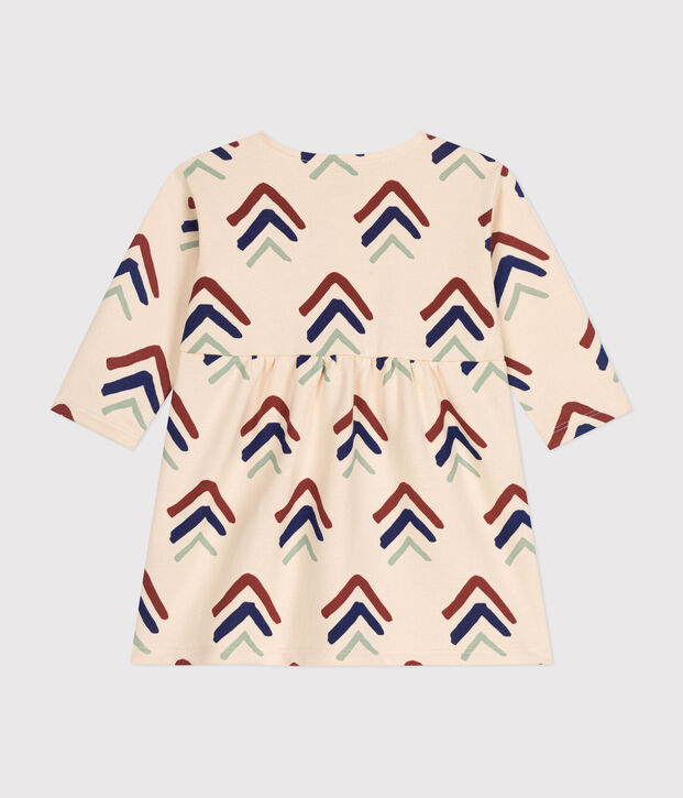 Robe manches longues en molleton b&eacute;b&eacute; &eacute;cru/multicouleur