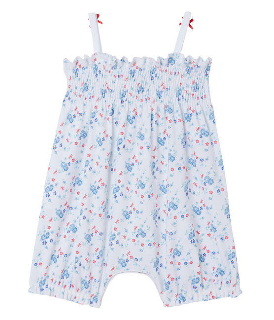 Combicourt bébé fille imprimé blanc ECUME/bleu BLEU/ MULTICO