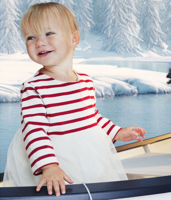 Robe bébé bi-matière manches longues rouge MILK/ AMARANTE