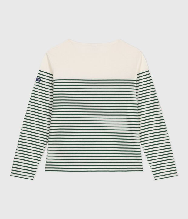 Tee-shirt marini&egrave;re femme en coton vert/vert