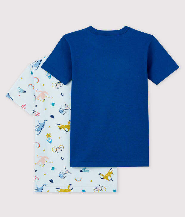 Lot de 2 tee-shirts manches courtes animaux yoga petit gar&ccedil;on multicouleur