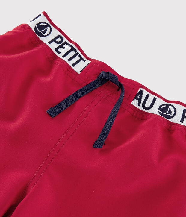 Short de bain recycl&eacute; enfant gar&ccedil;on rouge