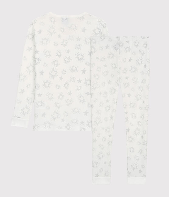 Pyjama snugfit imprimé étoiles pailletées petite fille en coton blanc MARSHMALLOW/blanc MULTICO