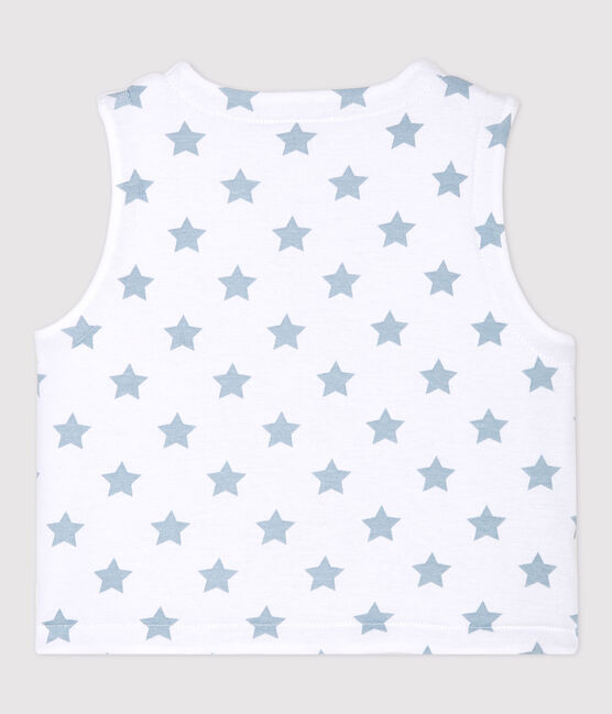 Gilet sans manches réversible bébé en coton ouatiné blanc ECUME/gris MISTIGRI