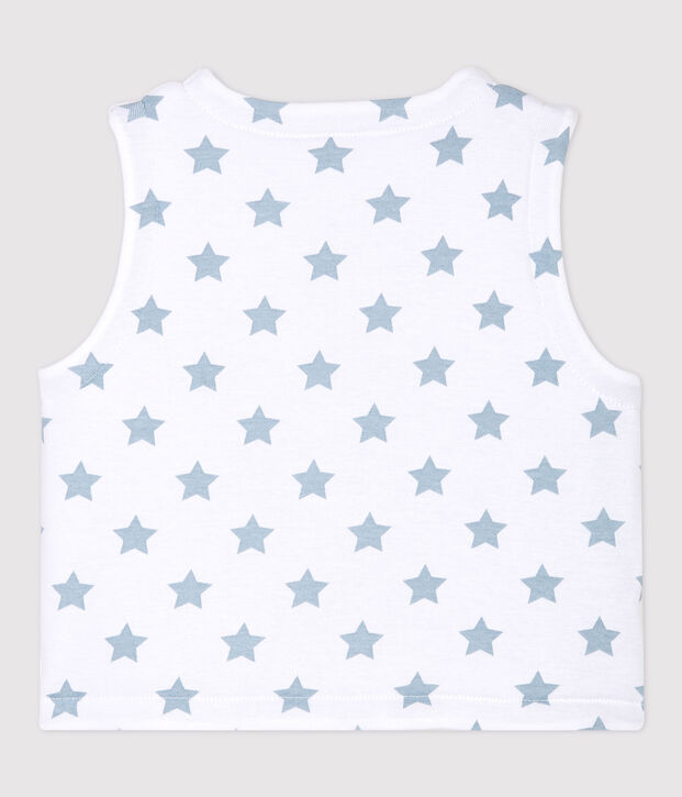 Gilet sans manches r&eacute;versible b&eacute;b&eacute; en coton ouatin&eacute; blanc/gris