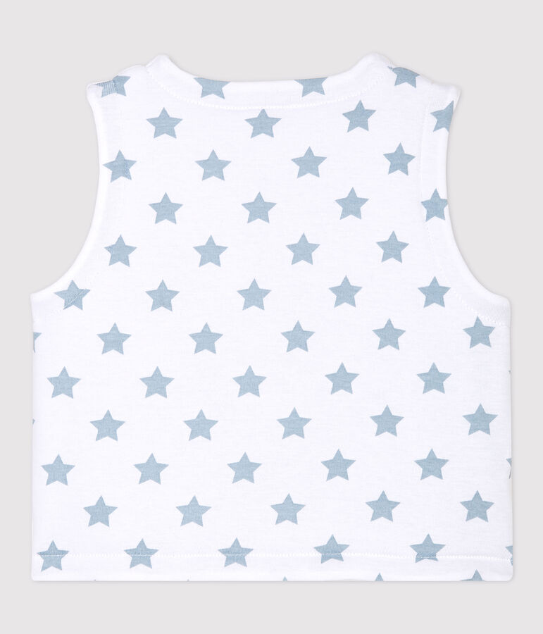 Gilet sans manches r&eacute;versible b&eacute;b&eacute; en coton ouatin&eacute; blanc ECUME/gris MISTIGRI