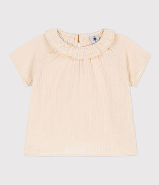 Blouse manches courtes bébé en gaze de coton écru AVALANCHE