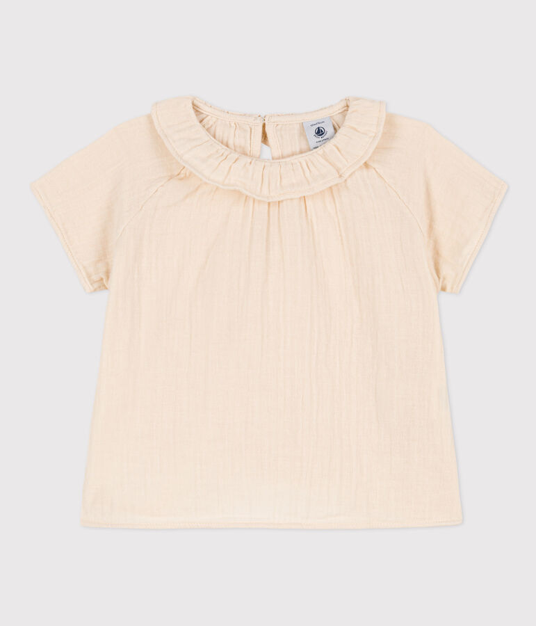 Blouse manches courtes b&eacute;b&eacute; en gaze de coton &eacute;cru