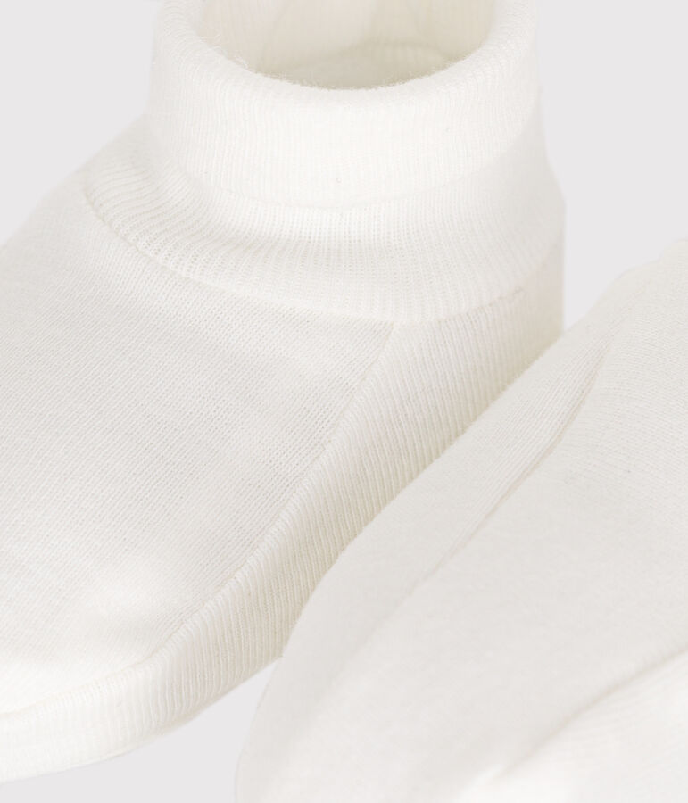 Chaussons naissance en coton b&eacute;b&eacute; blanc MARSHMALLOW
