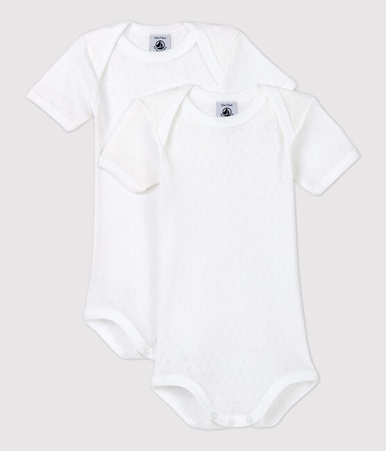 Lot de 2 bodies bébé ajourés en coton biologique variante 1