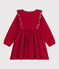 Robe enfant manches longues en velours unie rouge TERKUIT