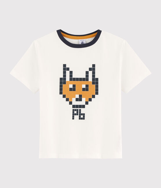 Tee shirt sérigraphié enfant garçon blanc MARSHMALLOW