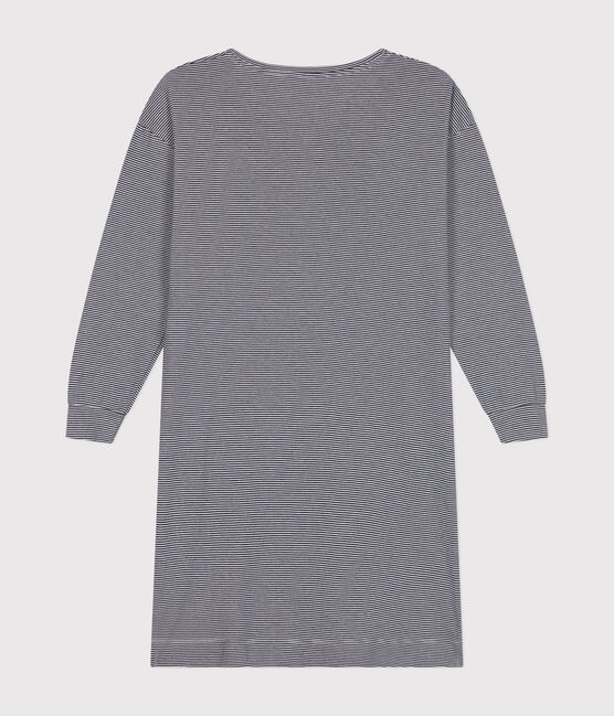 Chemise de nuit en coton rayé femme bleu SMOKING/blanc MARSHMALLOW