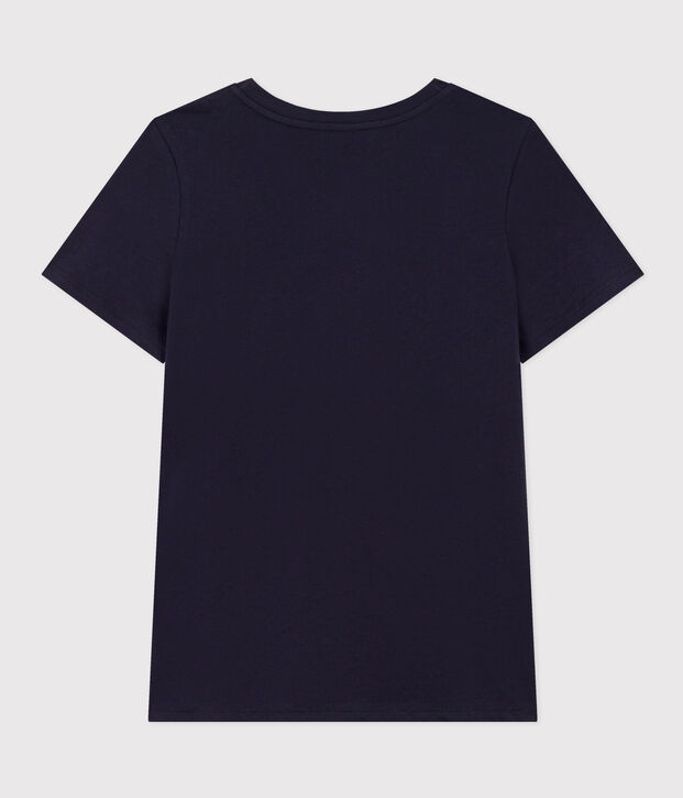 Tee-shirt LE DROIT col rond en coton Femme bleu marine