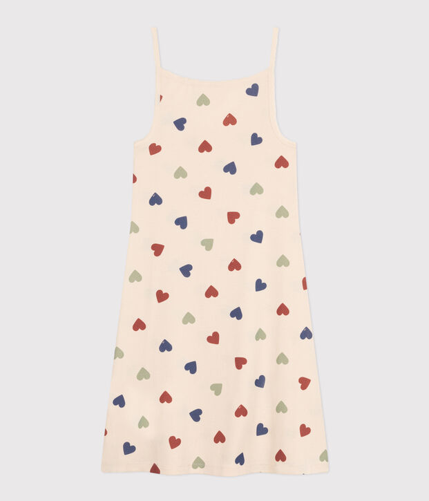 Nuisette en coton motif c&oelig;ur femme &eacute;cru/multicouleur