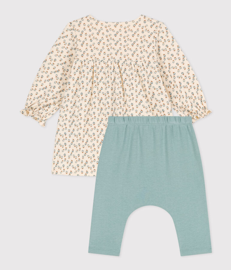 Robe en tubique et legging b&eacute;b&eacute; blanc AVALANCHE/ MULTICO