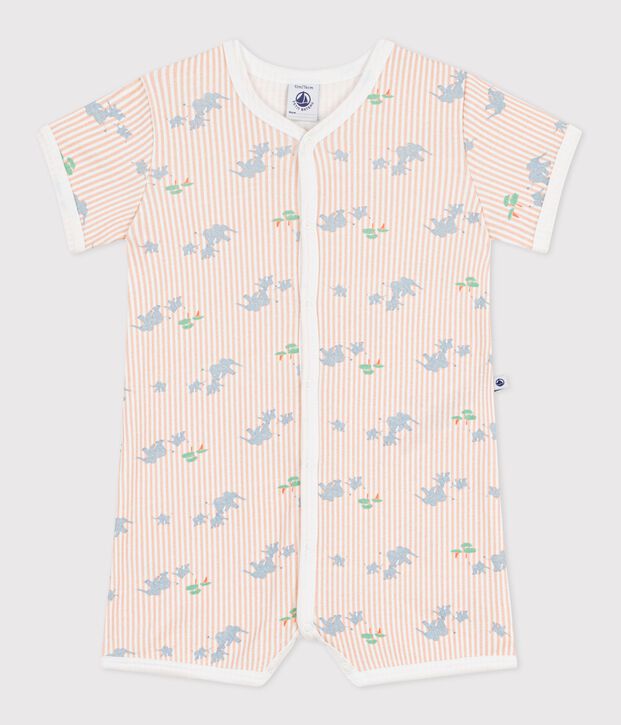 Combinaison courte b&eacute;b&eacute; en coton imprim&eacute; animaux blanc/multicouleur