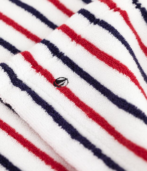 Cape de bain b&eacute;b&eacute; imprim&eacute;e &agrave; rayures en &eacute;ponge blanc/multicouleur