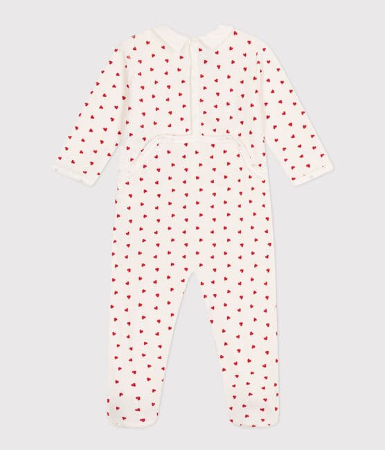 Pyjama bébé coeurs en velours blanc MARSHMALLOW/rouge TERKUIT