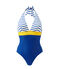 Maillot de bain 1 pièce femme blanc MARSHMALLOW/bleu PERSE/ MULTICO