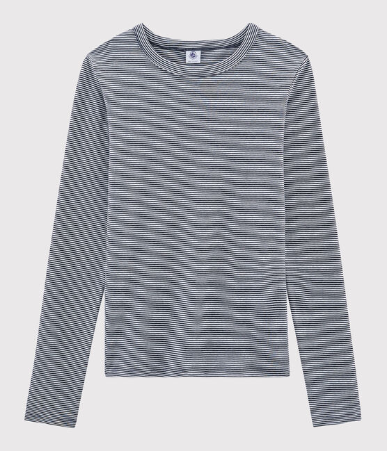 T-shirt col rond iconique en coton rayé Femme bleu SMOKING/blanc MARSHMALLOW