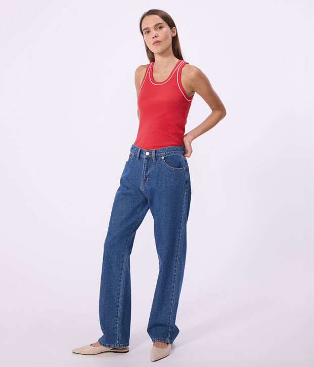 D&eacute;bardeur femme en coton uni rouge