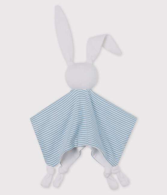 Doudou en côte, la matière emblématique de Petit Bateau. bleu ACIER/blanc MARSHMALLOW