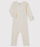 Body manches longues bébé en laine et coton blanc MARSHMALLOW