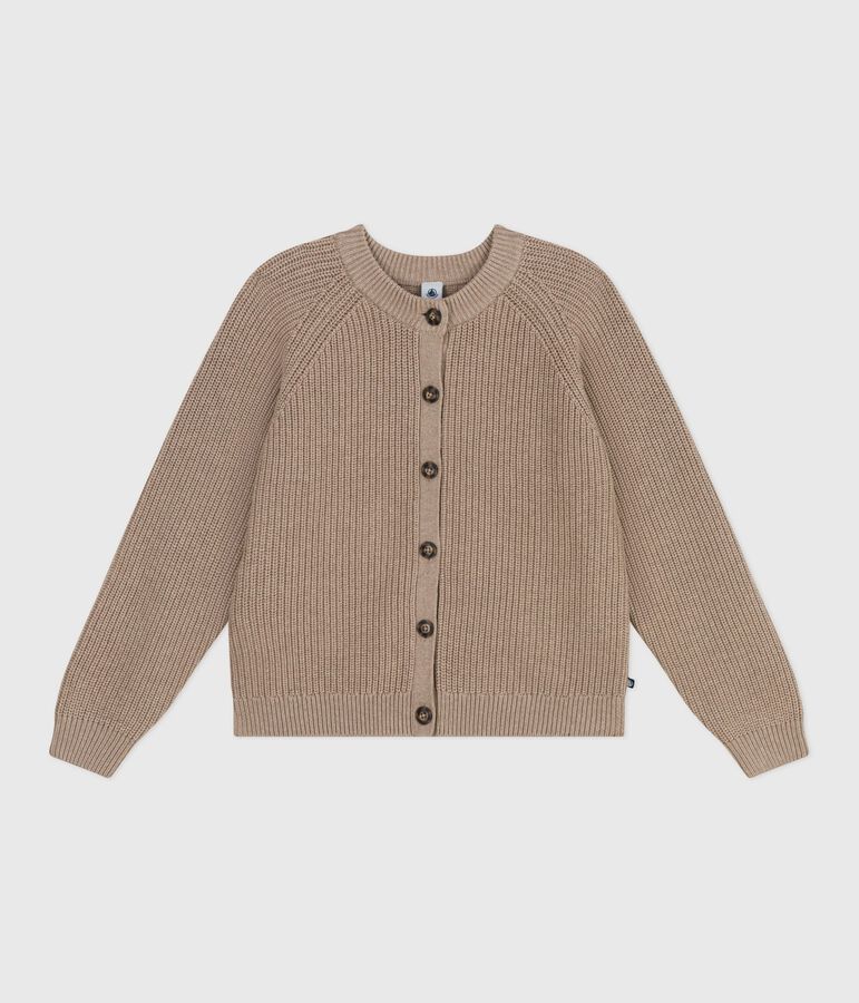 Cardigan femme en laine et coton uni marron ROCHE