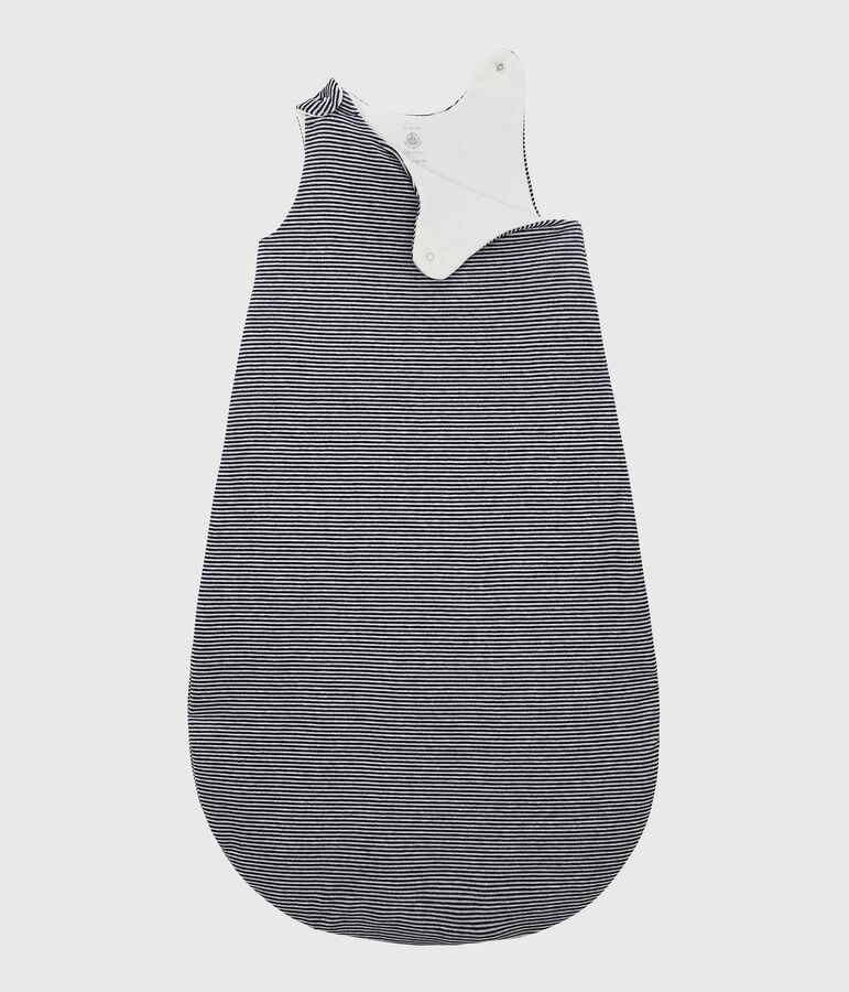 Gigoteuse ray&eacute;e b&eacute;b&eacute; en velours de coton biologique bleu SMOKING/blanc MARSHMALLOW