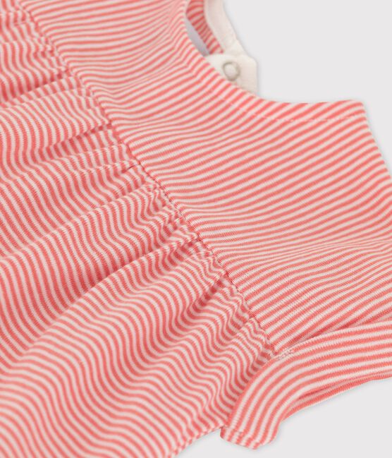 Blouse manches courtes en coton bio bébé rose PAPAYE/ MARSHMALLOW
