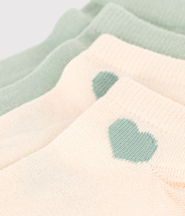2 paires de chaussettes en coton c&oelig;urs enfant multicouleur