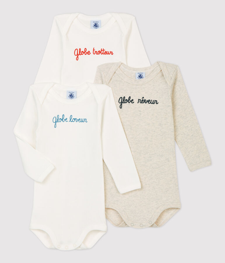 Lot de 3 bodies b&eacute;b&eacute; en coton biologique. variante 1