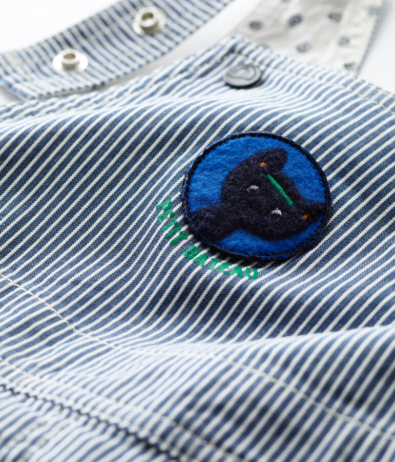 Salopette en toile b&eacute;b&eacute;. bleu SMOKING/blanc MARSHMALLOW