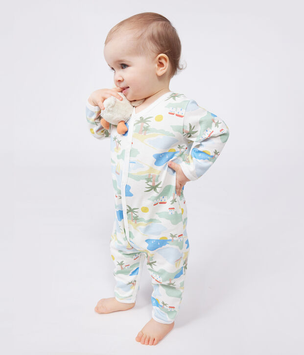 Pyjama b&eacute;b&eacute; en coton sans pieds imprim&eacute; blanc/multicouleur