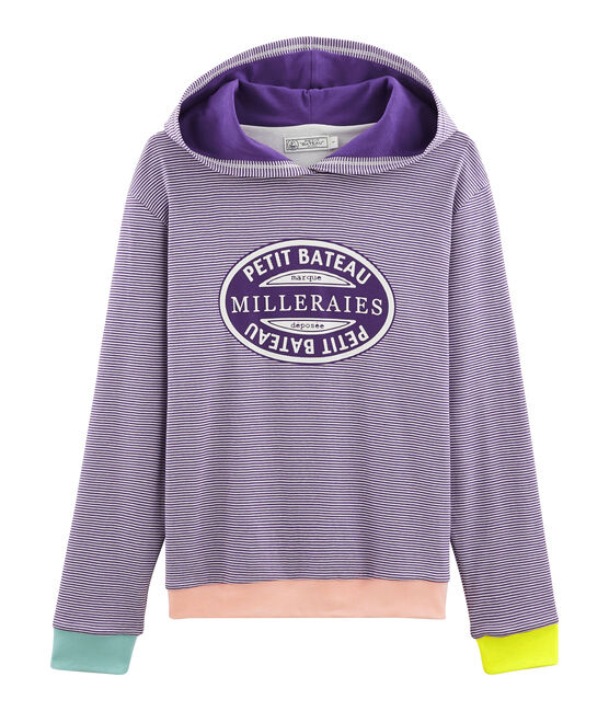 Sweat à capuche femme violet REAL/blanc MARSHMALLOW
