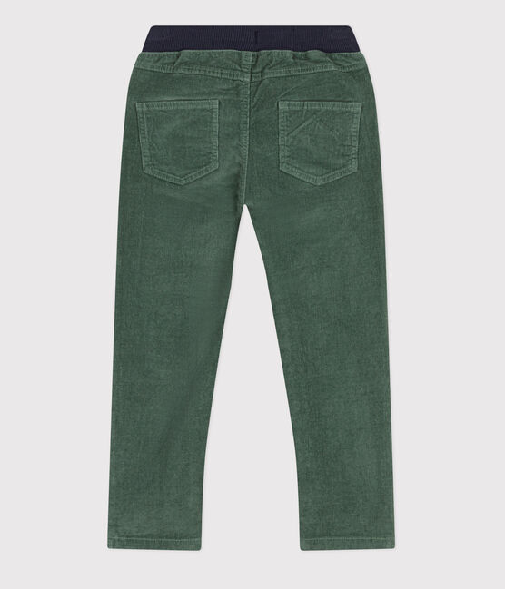 Pantalon droit en velours moyen enfant fille / garçon vert VALLEE