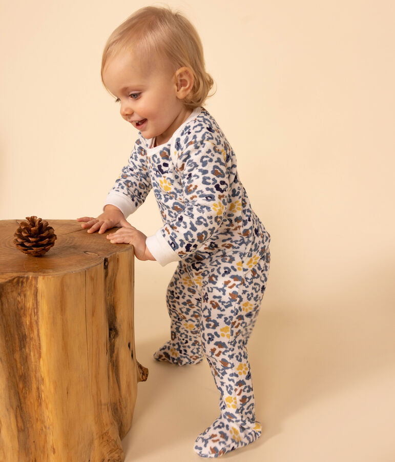 Pyjama b&eacute;b&eacute; en bouclette &eacute;ponge blanc MARSHMALLOW/blanc MULTICO