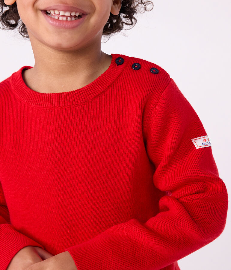 Pull enfant en laine et coton uni rouge POMPEI
