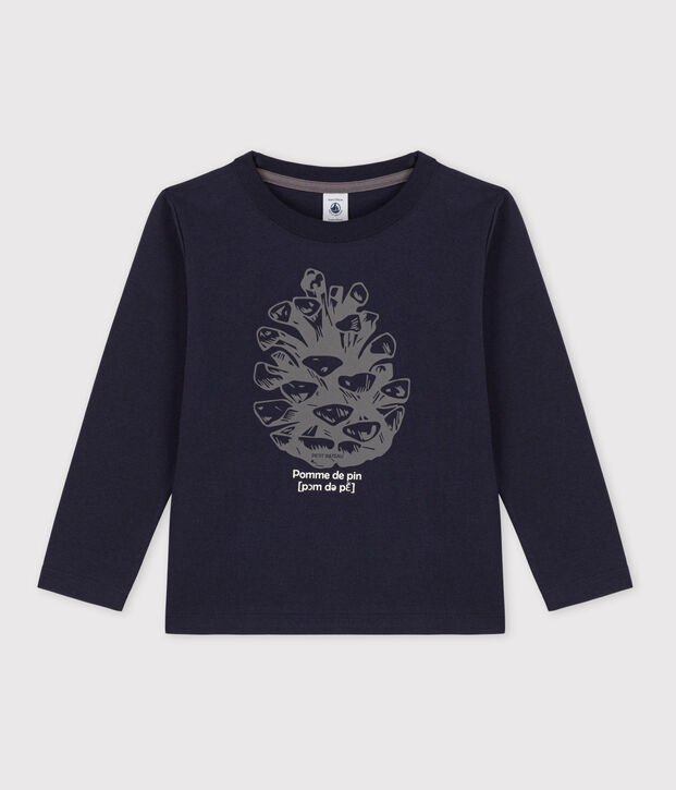 Tee-shirt manches longues en coton enfant gar&ccedil;on bleu