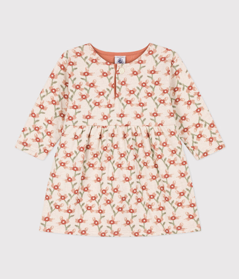 Robe manches longues en tubique matelass&eacute; imprim&eacute; b&eacute;b&eacute; blanc AVALANCHE/ MULTICO