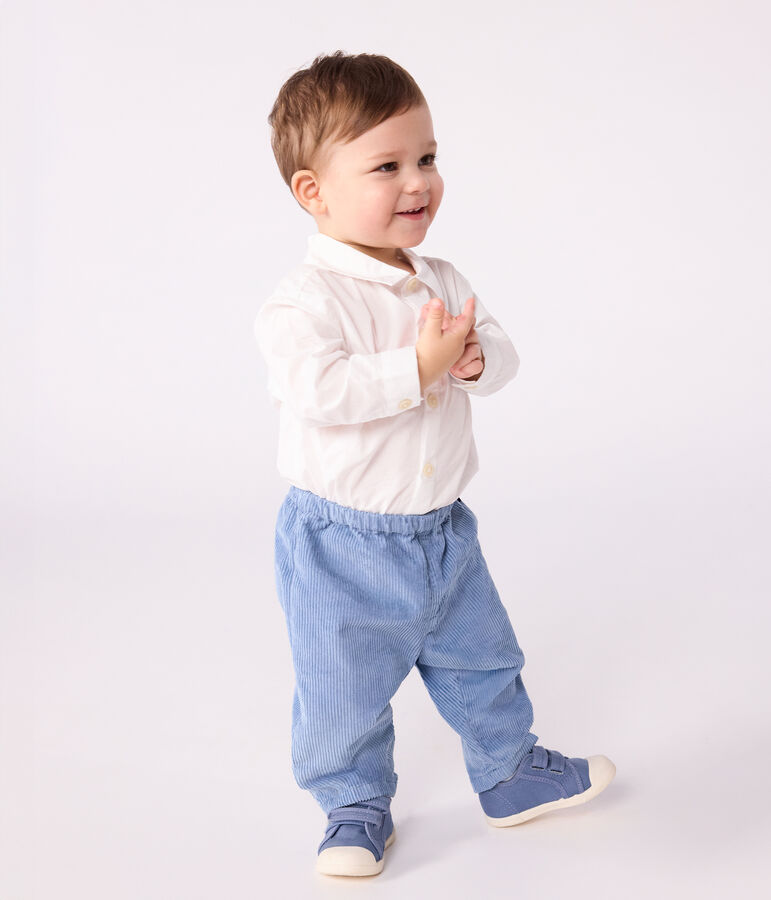 Pantalon b&eacute;b&eacute; en velours uni bleu