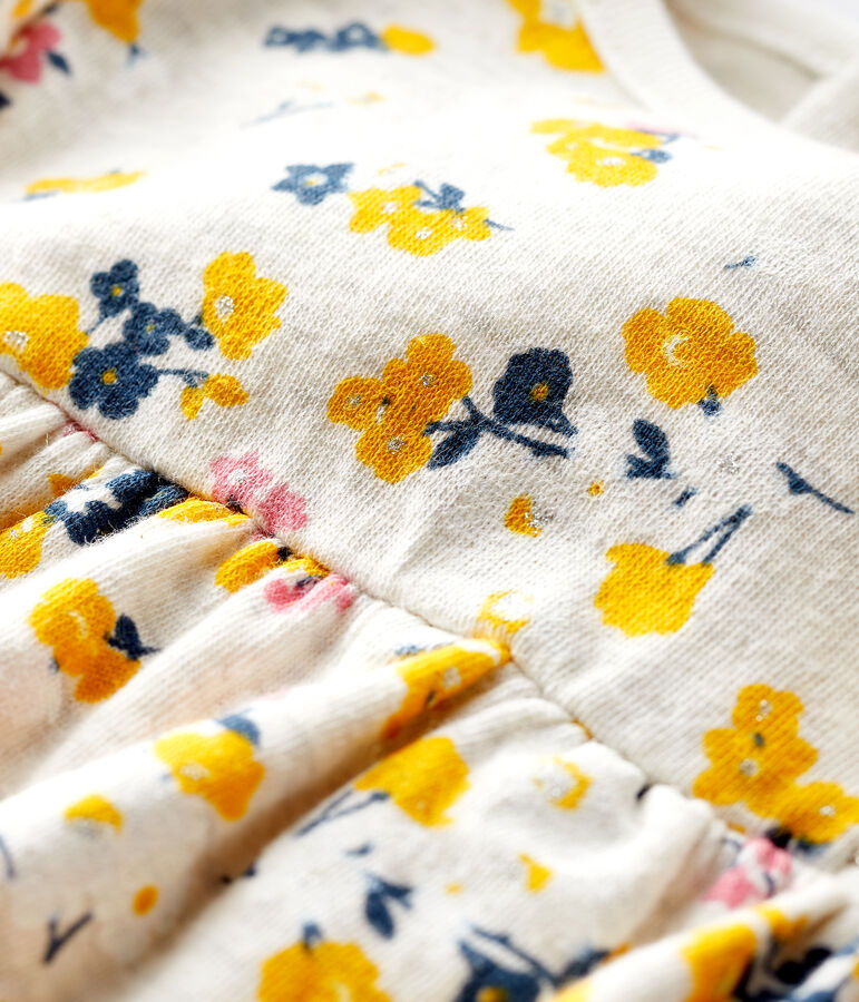 Robe manches longues b&eacute;b&eacute; fille beige MONTELIMAR/blanc MULTICO